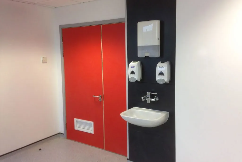 Bracknell site. Purpose-made Duct Panels for basin